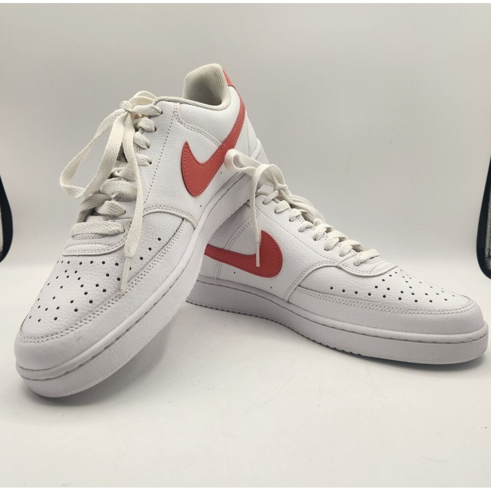 Nike Womens Court Vision Low Shoes White CD5434-112 White/Magic Ember Sz 10